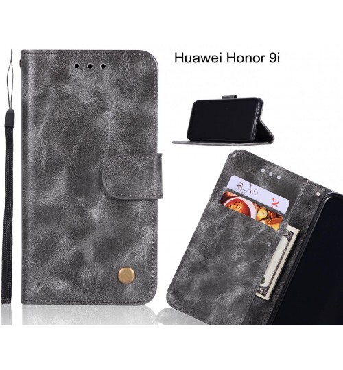 Huawei Honor 9i Case Vintage Fine Leather Wallet Case - Grey