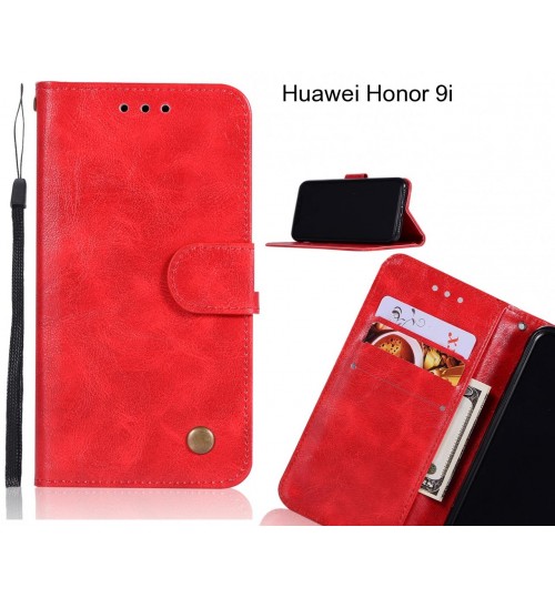 Huawei Honor 9i Case Vintage Fine Leather Wallet Case - Red