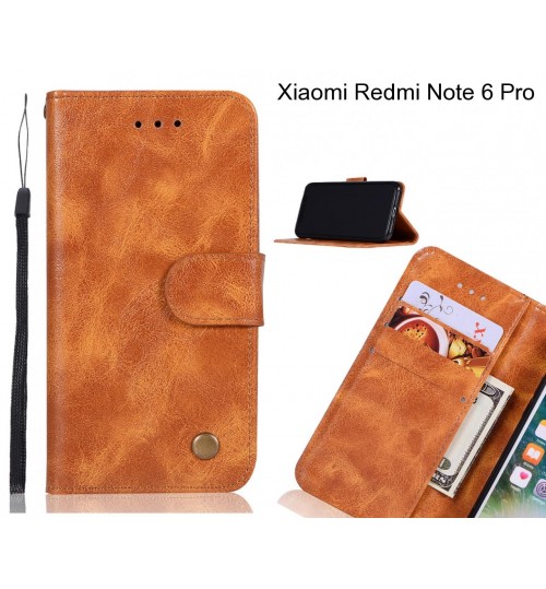 Xiaomi Redmi Note 6 Pro Case Vintage Fine Leather Wallet Case - Brown