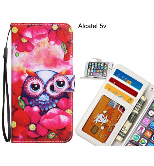 Alcatel 5v case 3 card leather wallet case printed ID