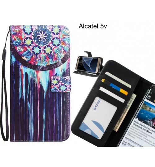 Alcatel 5v case 3 card leather wallet case printed ID