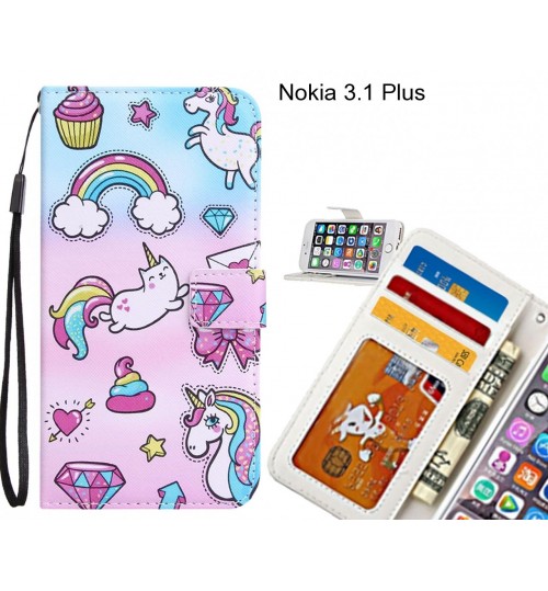 Nokia 3.1 Plus case 3 card leather wallet case printed ID