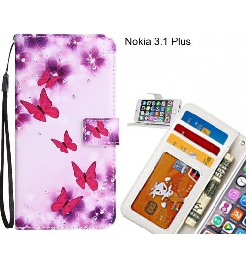 Nokia 3.1 Plus case 3 card leather wallet case printed ID