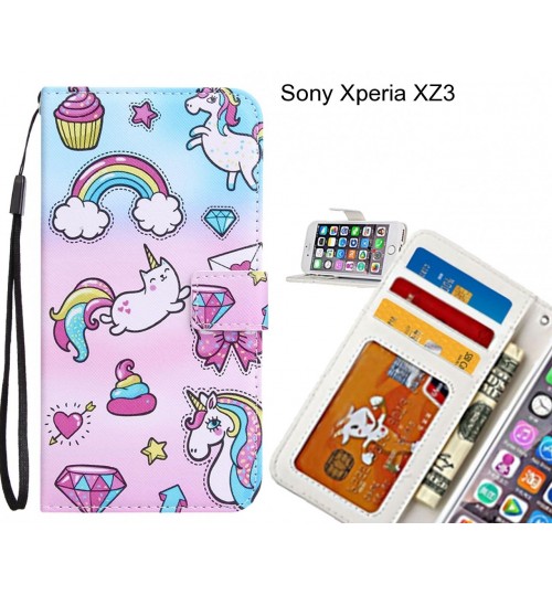 Sony Xperia XZ3 case 3 card leather wallet case printed ID