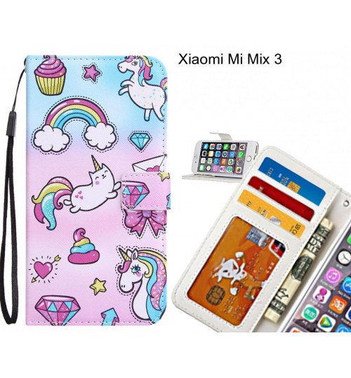 Xiaomi Mi Mix 3 case 3 card leather wallet case printed ID