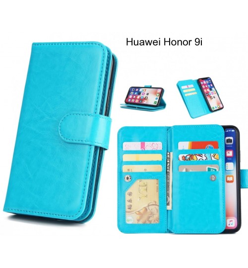 Huawei Honor 9i Case Triple Wallet Leather Case 9 Card Slots - Blue