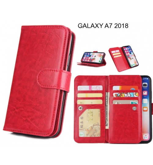 GALAXY A7 2018 Case triple wallet leather case 9 card slots