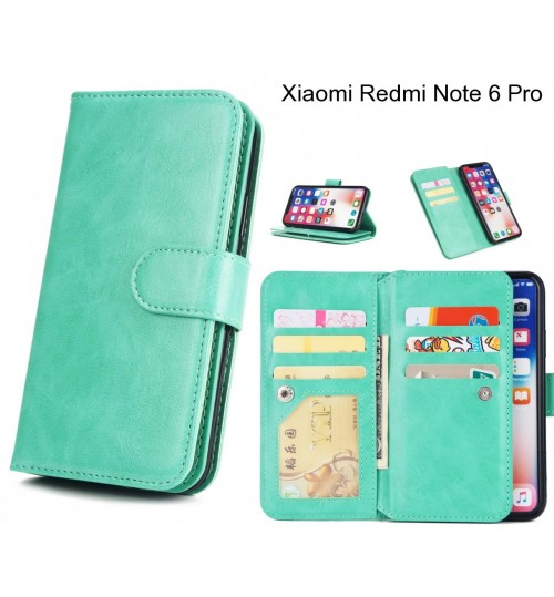 Xiaomi Redmi Note 6 Pro Case Triple Wallet Leather Case 9 Card Slots - Green