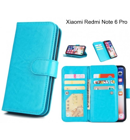 Xiaomi Redmi Note 6 Pro Case Triple Wallet Leather Case 9 Card Slots - Blue