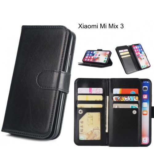 Xiaomi Mi Mix 3 Case Triple Wallet Leather Case 9 Card Slots - Black