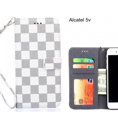 Alcatel 5v Case Grid Wallet Leather Case