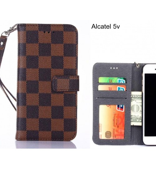 Alcatel 5v Case Grid Wallet Leather Case