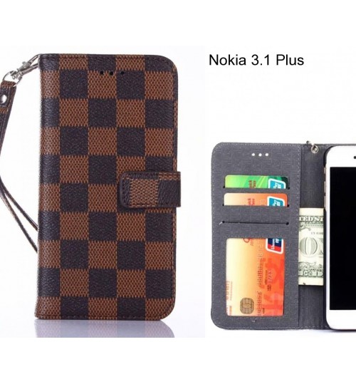 Nokia 3.1 Plus Case Grid Wallet Leather Case