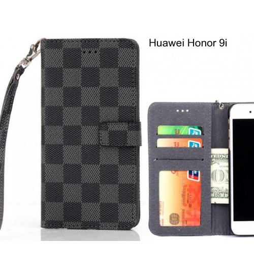 Huawei Honor 9i Case Grid Wallet Leather Case - Black