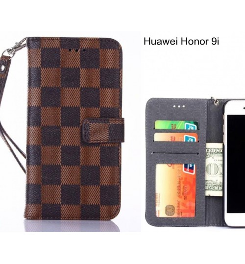 Huawei Honor 9i Case Grid Wallet Leather Case - Brown