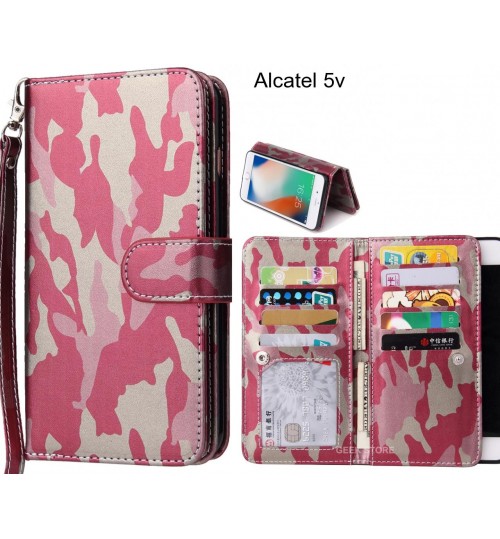 Alcatel 5v  Case Multi function Wallet Leather Case Camouflage