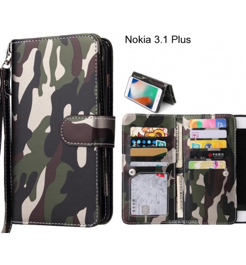 Nokia 3.1 Plus  Case Multi function Wallet Leather Case Camouflage