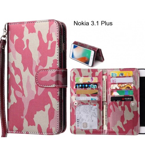 Nokia 3.1 Plus  Case Multi function Wallet Leather Case Camouflage
