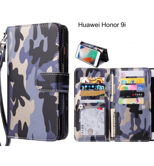 Huawei Honor 9i  Case Multi Function Wallet Leather Case Camouflage - Grey