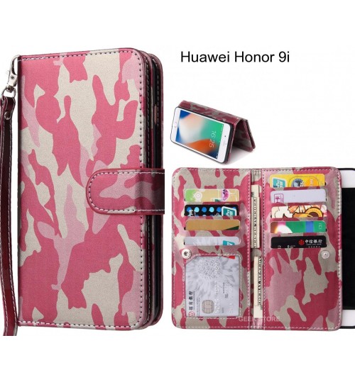 Huawei Honor 9i  Case Multi Function Wallet Leather Case Camouflage - Pink
