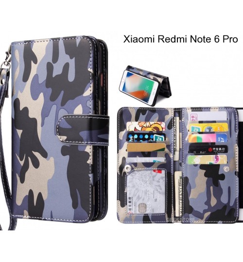 Xiaomi Redmi Note 6 Pro  Case Multi Function Wallet Leather Case Camouflage - Grey