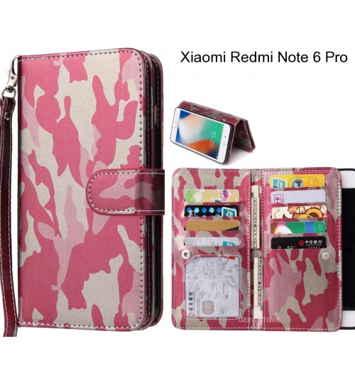 Xiaomi Redmi Note 6 Pro  Case Multi Function Wallet Leather Case Camouflage - Pink