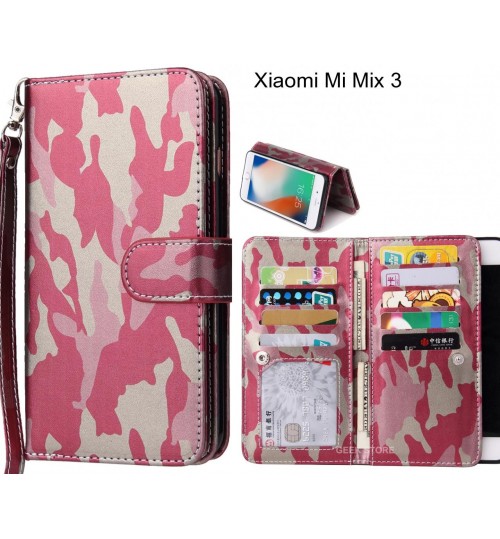 Xiaomi Mi Mix 3  Case Multi Function Wallet Leather Case Camouflage - Pink