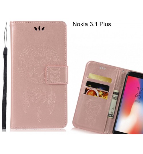 Nokia 3.1 Plus  Case Embossed leather wallet case owl