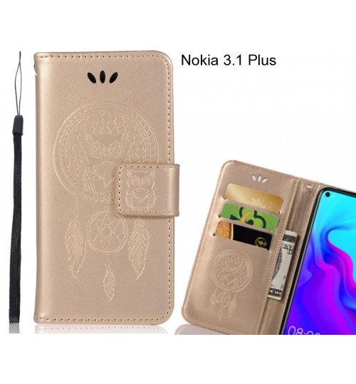 Nokia 3.1 Plus  Case Embossed leather wallet case owl