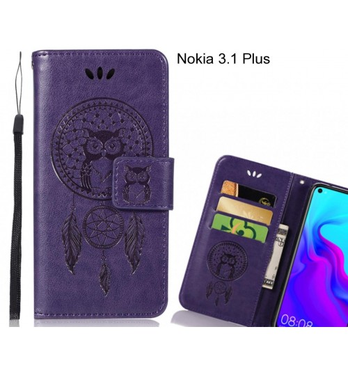 Nokia 3.1 Plus  Case Embossed leather wallet case owl