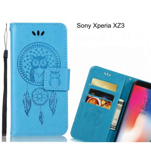 Sony Xperia XZ3  Case Embossed leather wallet case owl