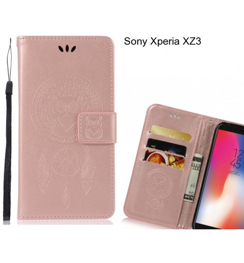 Sony Xperia XZ3  Case Embossed leather wallet case owl