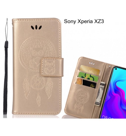 Sony Xperia XZ3  Case Embossed leather wallet case owl