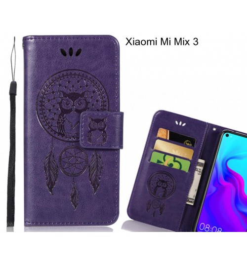 Xiaomi Mi Mix 3  Case Embossed leather wallet case owl