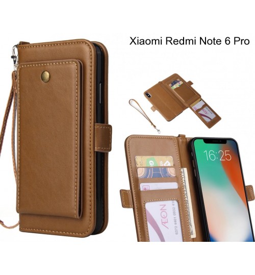 Xiaomi Redmi Note 6 Pro  Case Retro Leather Wallet Case - Brown