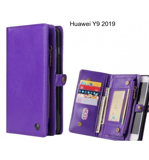 Huawei Y9 2019  Case Retro leather case multi cards cash pocket & zip