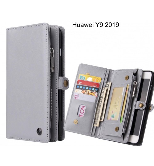 Huawei Y9 2019  Case Retro leather case multi cards cash pocket & zip