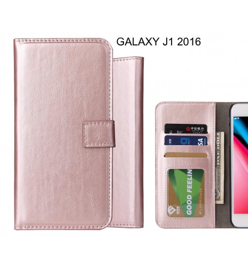 Galaxy J1 2016 Case Fine Leather Wallet Case - Rose Gold