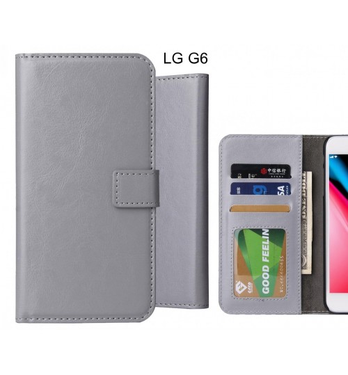 Lg G6 Case Fine Leather Wallet Case - Grey
