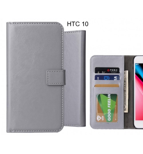 Htc 10 Case Fine Leather Wallet Case - Grey