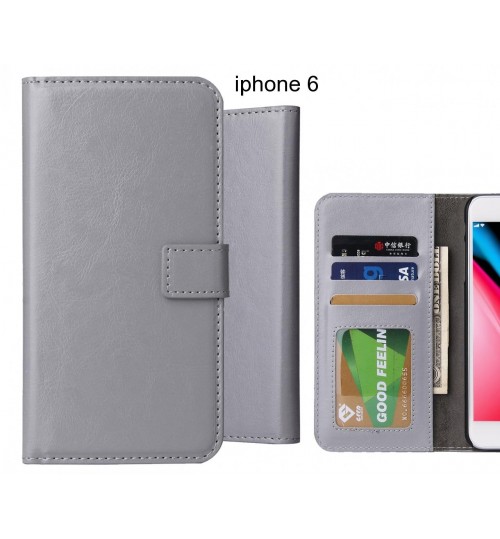 Iphone 6 Case Fine Leather Wallet Case - Grey