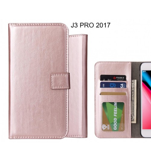 J3 PRO 2017 Case Fine Leather Wallet Case