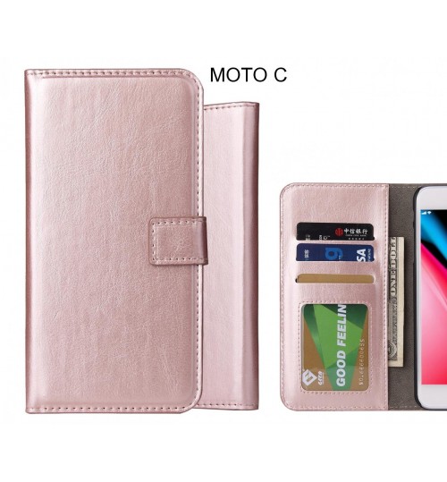 MOTO C Case Fine Leather Wallet Case