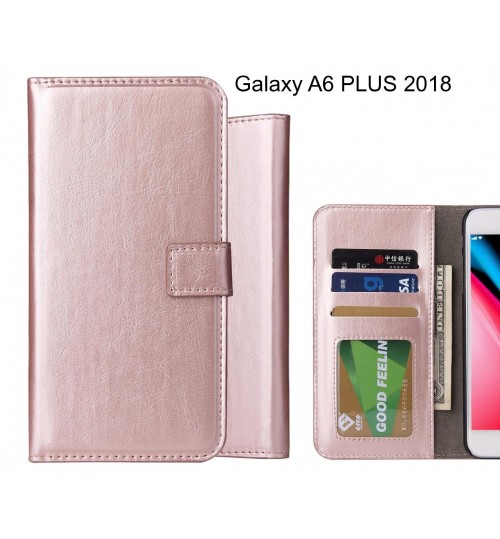 Galaxy A6 Plus 2018 Case Fine Leather Wallet Case - Rose Gold