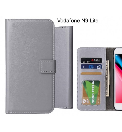 Vodafone N9 Lite Case Fine Leather Wallet Case - Grey
