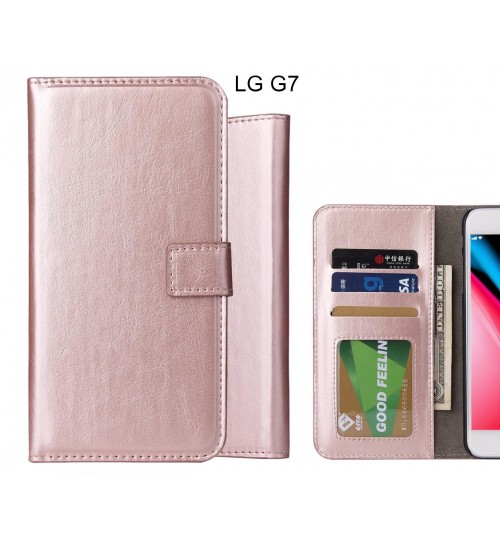 Lg G7 Case Fine Leather Wallet Case - Rose Gold