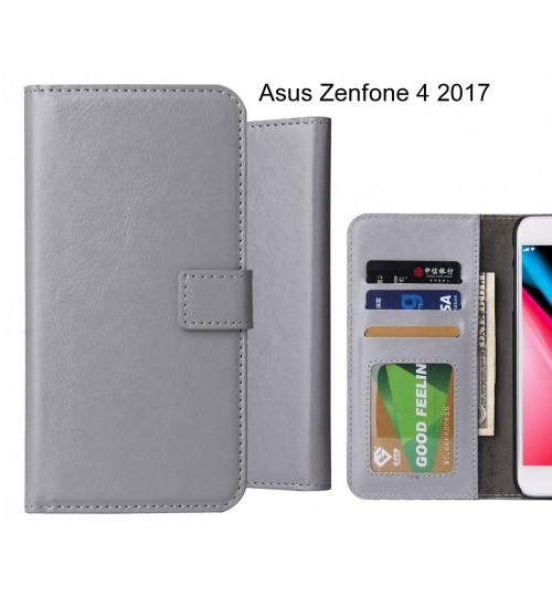 Asus Zenfone 4 2017 Case Fine Leather Wallet Case - Grey