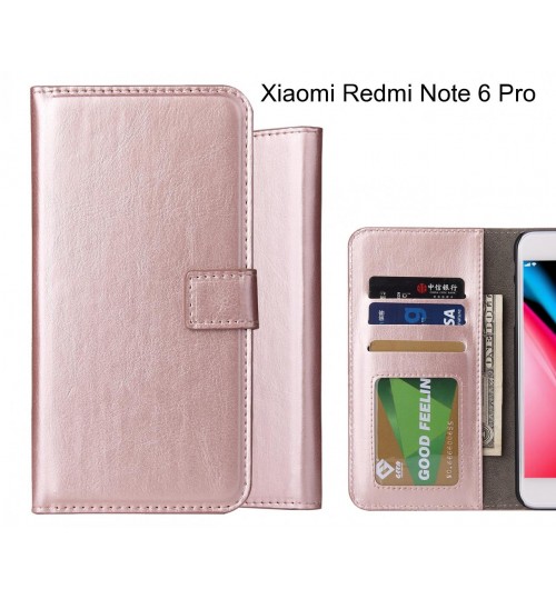 Xiaomi Redmi Note 6 Pro Case Fine Leather Wallet Case - Rose Gold