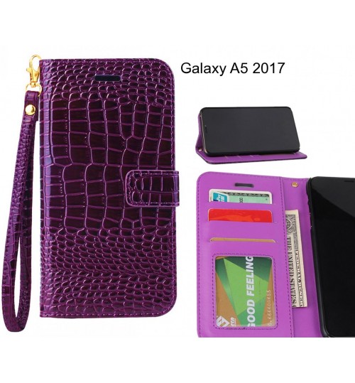 Galaxy A5 2017 Case Croco Wallet Leather Case - Purple
