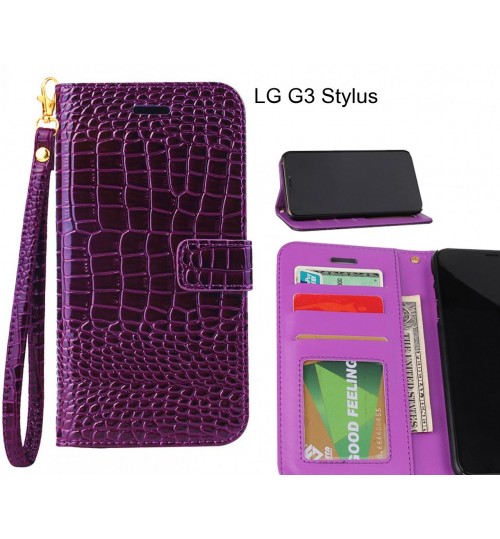 Lg G3 Stylus Case Croco Wallet Leather Case - Purple